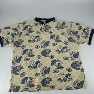 GEAR For Sports Mens Tropical Palm‎ Tree Car Print Polo Shirt XL 100% Cotton